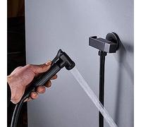 Rubinetti da cucina Rubinetto nero for acqua fredda a parete Maniglia singola in ottone Testa spruzzatore Valvola a foro singolo Tubo doccia 150 cm