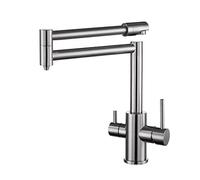 Rubinetti da cucina, Rubinetto pieghevole da cucina in ottone spazzolato con miscelatore for rubinetto filtrato a 3 vie for acqua potabile fredda calda e pura per lavanderia, camper, bar(2)
