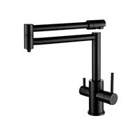 Rubinetti da cucina, Rubinetto pieghevole da cucina in ottone spazzolato con miscelatore for rubinetto filtrato a 3 vie for acqua potabile fredda calda e pura per lavanderia, camper, bar(Blauw)