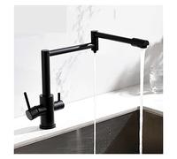 Rubinetti da cucina, Rubinetto pieghevole da cucina nero opaco con miscelatore for rubinetto filtrato a 3 vie for acqua potabile fredda calda e pura per lavanderia, camper, bar(Matte Balack High)