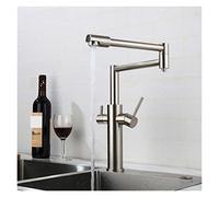 Rubinetti da cucina, Rubinetto pieghevole da cucina nero opaco con miscelatore for rubinetto filtrato a 3 vie for acqua potabile fredda calda e pura per lavanderia, camper, bar(Brushed Bickel High)