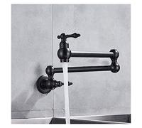 Rubinetti da cucina, Rubinetto riempitivo a parete da cucina pieghevole in oro spazzolato singolo for lavello a freddo Ruota beccuccio Ottone cromato per lavanderia, camper, bar(Noir)