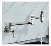 Rubinetti da cucina, Rubinetto riempitivo for pentole in ottone nero nichel cromato da cucina a parete monoforo singolo freddo Ruota beccuccio pieghevole per lavanderia, camper, bar(D-Brushed Nickel)