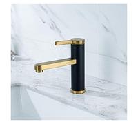 Rubinetti del lavandino del bagno, Rubinetto da bagno Black Bathroom Basin rubinetto Freddo e calda Acqua Miscelatore Lavello Tap Single Maniglia con impugnatura and GoldTap(Oranje)