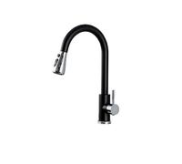 Rubinetti Della Cucina Nichel Spazzolato Estraibile Lavello Rubinetto Acqua Miscelatore Montato Sul Ponte Testa Dello Spruzzatore A Getto Caldi E Flusso D'Acqua Stabile(Black Chrome)