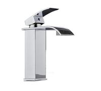Rubinetti della Cucina, Rubinetto A Cascata for Lavabo, Trattamento Superficiale A Specchio In Acciaio Inossidabile A Bocca Larga Gomito Quadrato, for Acqua Calda E Fredda(A)