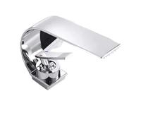 Rubinetti della cucina Rubinetto for lavabo bianco Curvo Cascata creativa Miscelatore acqua calda e fredda, Lavandino for lavabo Rubinetto for bagno in acciaio inossidabile(Electrical Silver)