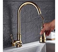 Rubinetti, della Ottone Solido Oro Europeo Cucina Manico Singolo tocchi Tipi lavello Rubinetto a Calore Freddo 360 rotare Miscelatore