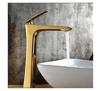 Rubinetti eleganti rubinetto for il bagno in oro spazzolato in oro calda e fredda bacino miscelatore tappo in ottone water lavandino(Gold tall)