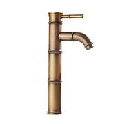 Rubinetti for bagno compatibili con il lavandino, rubinetto for lavandino in ottone retrò a 1 foro, rubinetto for acqua calda e fredda(Antique F)