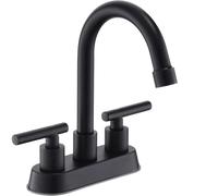 Rubinetti for bagno neri, rubinetto for lavabo a 2 maniglie, centro da 4 pollici, con scarico a scomparsa e alimentazione idrica(Black)