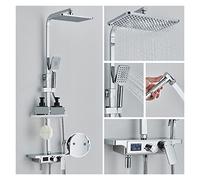 Rubinetti for doccia con display digitale nero Miscelatore termostatico for a 4 vie rubinetto for bidet Rack di stoccaggio for for bagno(Chrome Hot Cold)