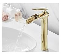 Rubinetti for lavabo cascata rubinetto bagno singolo manico miscelatore tappo bianco oro in ottone lavello acqua gru argento(Gold and black)