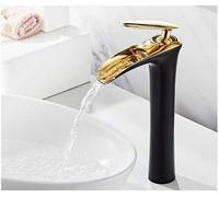 Rubinetti for lavabo Cascata Rubinetto for bagno Miscelatore monocomando for vasca Nero Oro Lavello in ottone Gru for acqua Argento(Gold and Black)