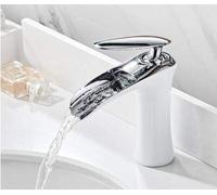 Rubinetti for lavabo Cascata Rubinetto for bagno Miscelatore monocomando for vasca Nero Oro Lavello in ottone Gru for acqua Argento(White and Chrome S)