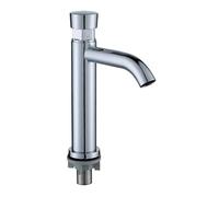Rubinetti for lavabo da bagno con pulsante a sfioramento, rubinetto for temporizzazione, chiusura automatica, for acqua fredda e risparmio idrico for WC(Silver B)