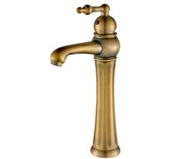 Rubinetti for lavabo da bagno, miscelatori for bagno in ottone bronzo anticato, rubinetti for lavabo con acqua calda e fredda, maniglia singola, montaggio su ponte, gru(Antique Bronze L)