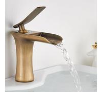 Rubinetti for lavabo in cromo bianco Rubinetto for bagno a cascata Miscelatore monocomando for lavabo con acqua calda e fredda Rubinetto for vasca da bagno Gru for acqua Bagno(Short Antique Brass)