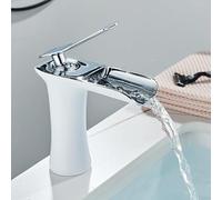 Rubinetti for lavabo in cromo bianco Rubinetto for bagno a cascata Miscelatore monocomando for lavabo con acqua calda e fredda Rubinetto for vasca da bagno Gru for acqua Bagno (Color : Short White Ch