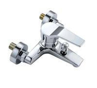 Rubinetti for lavabo in lega di zinco, miscelatore a doppia bocca for acqua calda e fredda, montaggio a parete, cromato, for bagno, vasca, doccia