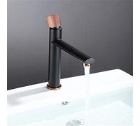 Rubinetti for lavabo Maniglia zigrinata in ottone nero/oro Rubinetto for bagno Tipo verticale Gru Lavandino acqua calda fredda miscelatori Torneira(Black Low)