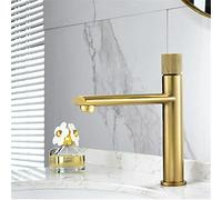 Rubinetti for lavabo Maniglia zigrinata in ottone nero/oro Rubinetto for bagno Tipo verticale Gru Lavandino acqua calda fredda miscelatori Torneira(Gold Low)
