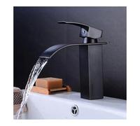 Rubinetti for lavabo neri Rubinetto for lavabo a cascata elegante Rubinetto for lavabo monocomando con foro for montaggio su ponte Rubinetti miscelatori con bocca grande quadrata(Short)