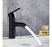 Rubinetti for lavabo nero/argento Rubinetto for bagno monocomando in acciaio inox Miscelatore for acqua calda fredda montato su piano for Torneria(Black Low)