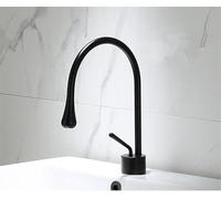 Rubinetti for lavabo Rubinetto for bagno in oro bianco Rubinetto for lavabo caldo e freddo Rubinetto in ottone Rubinetto for cucina Girevole Lavandino Gru for acqua (Color : Short black)