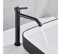 Rubinetti for lavabo, rubinetto monoforo in ottone con maniglia singola, miscelatore acqua calda e fredda, rubinetto for bagno a colonna d'acqua, altezza uscita 210 mm(Black)