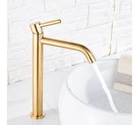 Rubinetti for lavabo, rubinetto monoforo in ottone con maniglia singola, miscelatore acqua calda e fredda, rubinetto for bagno a colonna d'acqua, altezza uscita 210 mm(Gold)