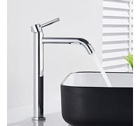 Rubinetti for lavabo, rubinetto monoforo in ottone con maniglia singola, miscelatore acqua calda e fredda, rubinetto for bagno a colonna d'acqua, altezza uscita 210 mm(Chrome)