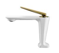 Rubinetti for lavabo spazzolato oro rubinetto da bagno in caldo e freddo in rosa deck montato toilette nero miscelatore acque,Sicuro per l'acqua(White and gold)