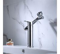 Rubinetti for lavabo Versione potenziata in ottone argento 360 Ruota Rubinetto for bagno Interruttore di controllo Uscita for miscelatore lavello bianco acqua(Chrome low)