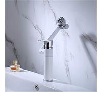 Rubinetti for lavabo Versione potenziata in ottone argento 360 Ruota Rubinetto for bagno Interruttore di controllo Uscita for miscelatore lavello bianco acqua(White low)