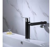 Rubinetti for lavabo Versione potenziata in ottone argento 360 Ruota Rubinetto for bagno Interruttore di controllo Uscita for miscelatore lavello bianco acqua(Black low)