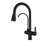 Rubinetti for lavello da cucina Rubinetto da cucina a 3 vie con doccetta estraibile, rubinetto for lavello girevole a 360° in acciaio inox Rubinetto 3 in 1(Black)