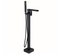 Rubinetti for vasca da bagno a cascata indipendenti, maniglia singola in oro, rotazione di 360 gradi, ottone con doccetta, miscelatore for vasca da pavimento(Black)