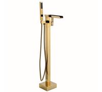 Rubinetti for vasca da bagno a cascata indipendenti, maniglia singola in oro, rotazione di 360 gradi, ottone con doccetta, miscelatore for vasca da pavimento(Gold)