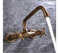 Rubinetti in Ottone retrò 2 Maniglie A Croce Colore Antico Caldo E Freddo Rubinetto da Bagno Lavabo A Parete Lavabo in Ottone Miscelatore