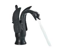 Rubinetti in stile vintage dorato di lusso per lavabo del bagno, rubinetto vintage in rame a forma di cigno stile personalità moda montaggio a ponte miscelatore caldo e freddo rubinetto nero (corto