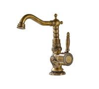 Rubinetti in stile vintage, miscelatore for lavandino del bagno, rubinetto for acqua con maniglia singola, rubinetto antico in ottone, acqua calda e fredda per Bagno(Short Basin Faucet)