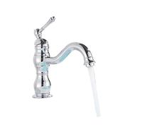 Rubinetti in stile vintage Ottone antico ottone montato sul ponte rubinetto del bagno lavabo miscelatore caldo freddo gru colonna d'acqua stile alto corto(Chrome Short)
