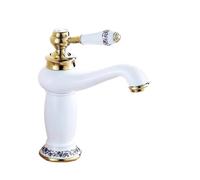 Rubinetti in stile vintage Rubinetto for bagno Finitura bronzo antico Lavandino in ottone Rubinetti in massiccio Miscelatori for acqua con maniglia singola Gru for(White)