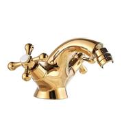 Rubinetti in stile vintage Rubinetto for bidet in ottone antico, miscelatore for acqua calda e fredda, con doppia maniglia a croce, rubinetto for WC senza piombo(Gold)