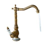 Rubinetti in stile vintage Rubinetto for lavabo antico spazzolato, miscelatore for da bagno, rubinetto in ottone e porcellana(C -antique high)