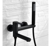 Rubinetti miscelatori da bagno con doccia, rubinetto da parete in ottone, beccuccio girevole a 90°, rubinetto miscelatore per acqua calda e fredda del bagno, rubinetto doccia a maniglia singola,Nero
