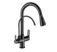 Rubinetti miscelatori da cucina, Rubinetto da cucina estraibile 3 in 1 con filtro for acqua calda e fredda multicolore(Matt Black)