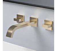Rubinetti Miscelatori per Lavabo A 3 Fori A Parete, Miscelatori Caldi E Freddi in Ottone Rivestito, Rubinetto A Cascata, Rubinetti A Tre Fori per Lavabo del Bagno, Brushed Gold