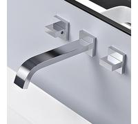 Rubinetti Miscelatori per Lavabo A 3 Fori A Parete, Miscelatori Caldi E Freddi in Ottone Rivestito, Rubinetto A Cascata, Rubinetti A Tre Fori per Lavabo del Bagno, Chrome